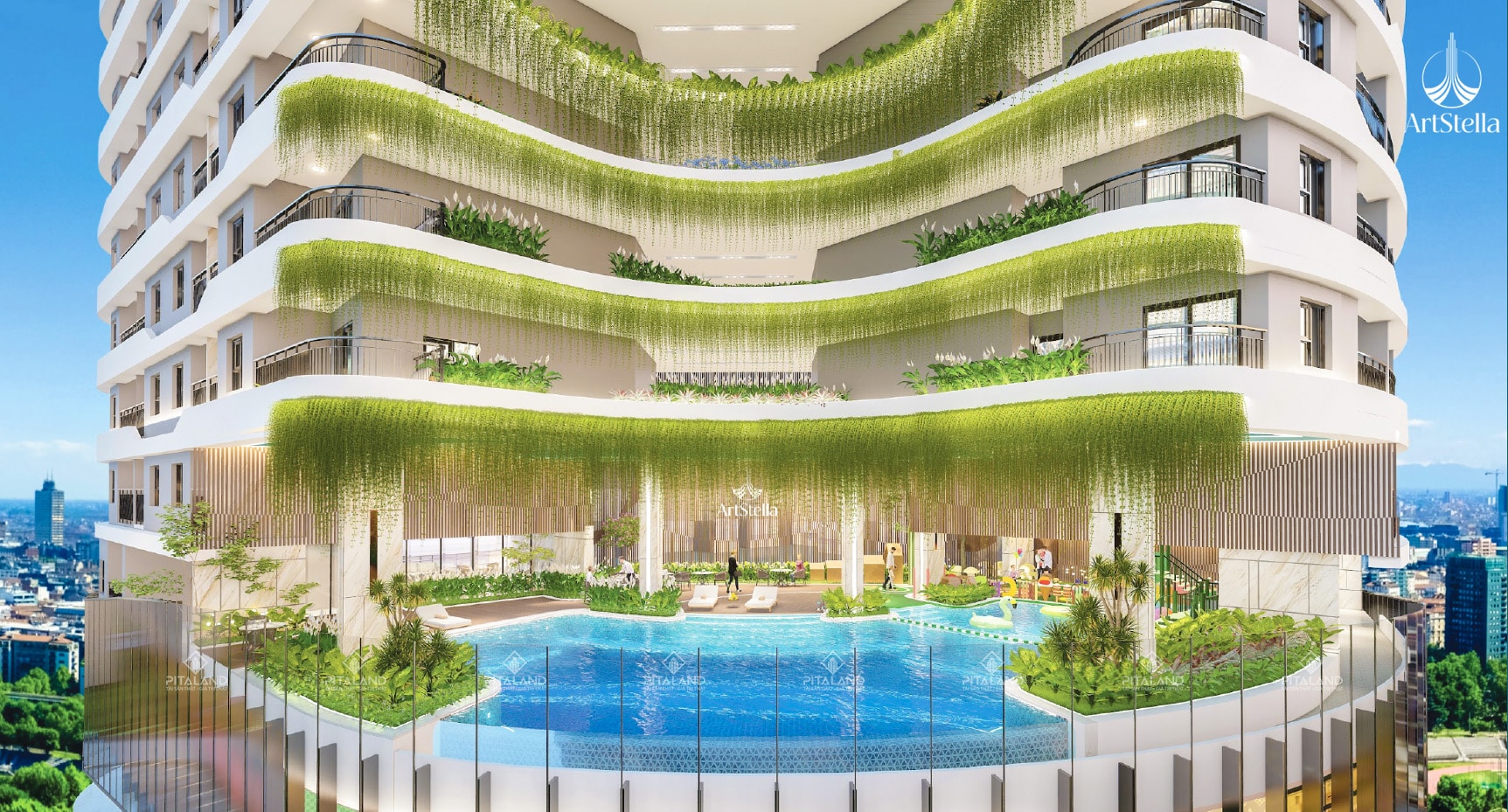 phoi canh tong quan view ho boi du an art stella